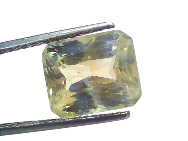 9.11 Ct IGI Certified Unheated Natural Ceylon Yellow Sapphire Pukhraj – 10 Ratti, showcasing a radiant yellow gemstone in a p