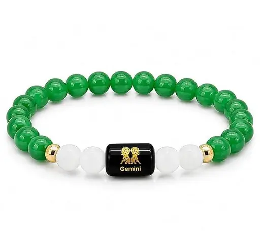 Natural Sphatik & Green Aventurine Bracelet for Gemini (Mithun Rashi) - Clarity & Luck Bracelet