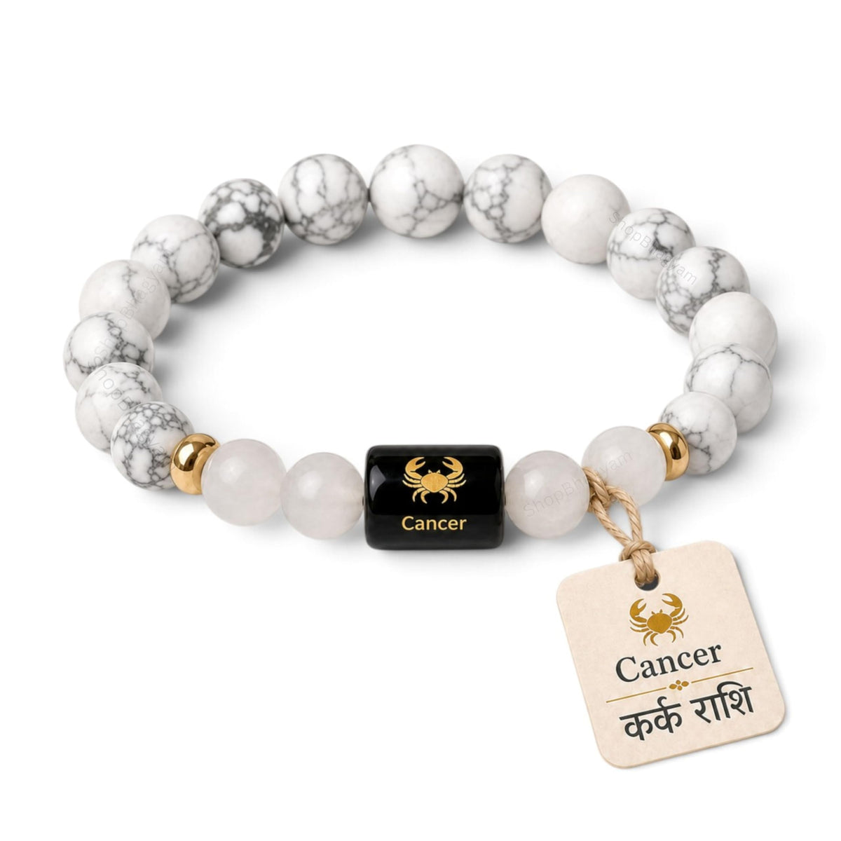 Natural Sphatik & Howlite Bracelet for Cancer (Kark Rashi) - Calm & Emotional Balance Bracelet
