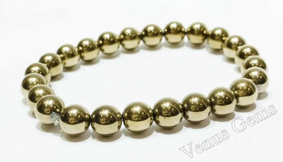 Golden Pyrite Bracelet Natural Hametite - Venus Gems