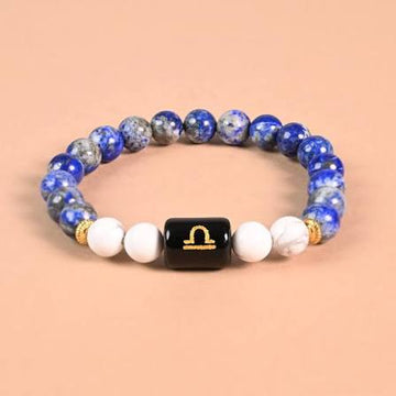 Natural Lapis Lazuli & Howlite Bracelet for Libra (Tula Rashi) - Balance & Harmony Bracelet