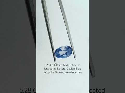 5.28 Ct IGI Certified Unheaated Untreated Natural Ceylon Blue Sapphire AA