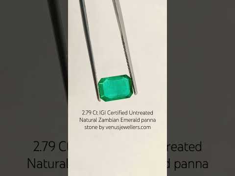 2.79 Ct IGI Certified Untreated Natural Zambian Emerald Gemstone