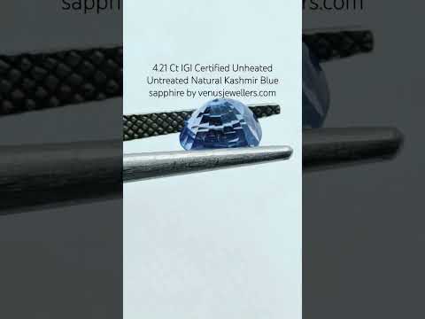 4.21 Ct Unheated Untreated Natural IGI Certified Kashmir Blue Sapphire