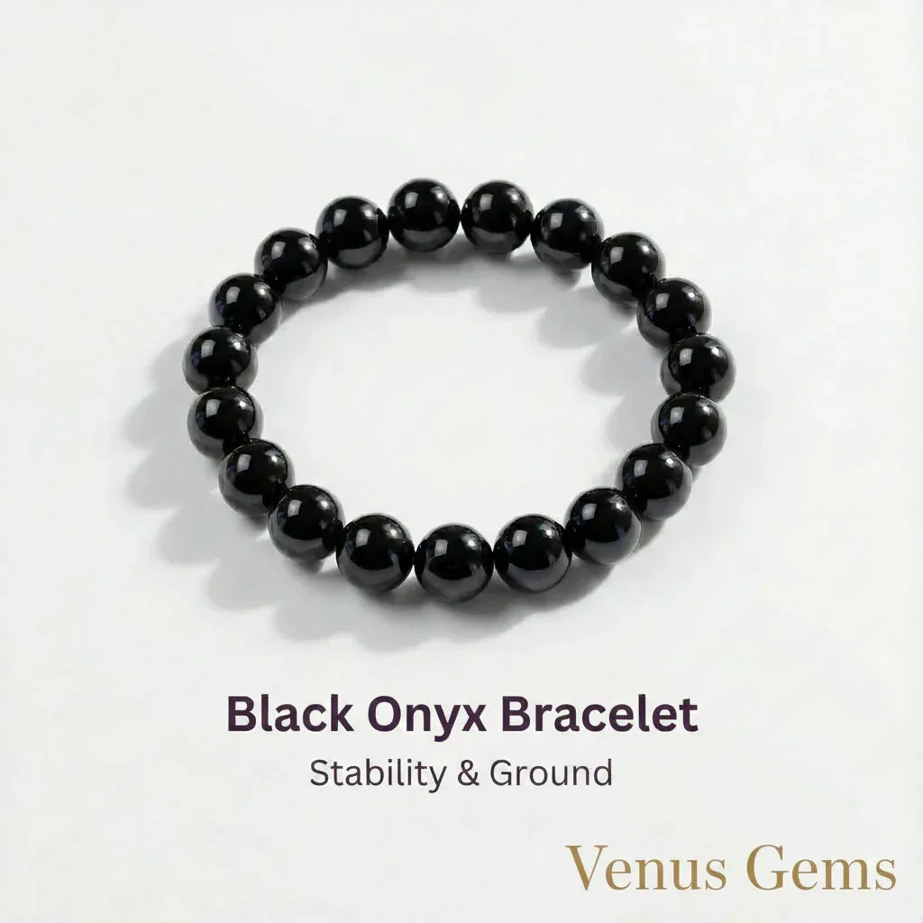 Natural Black Onyx Bracelet - Venus Gems