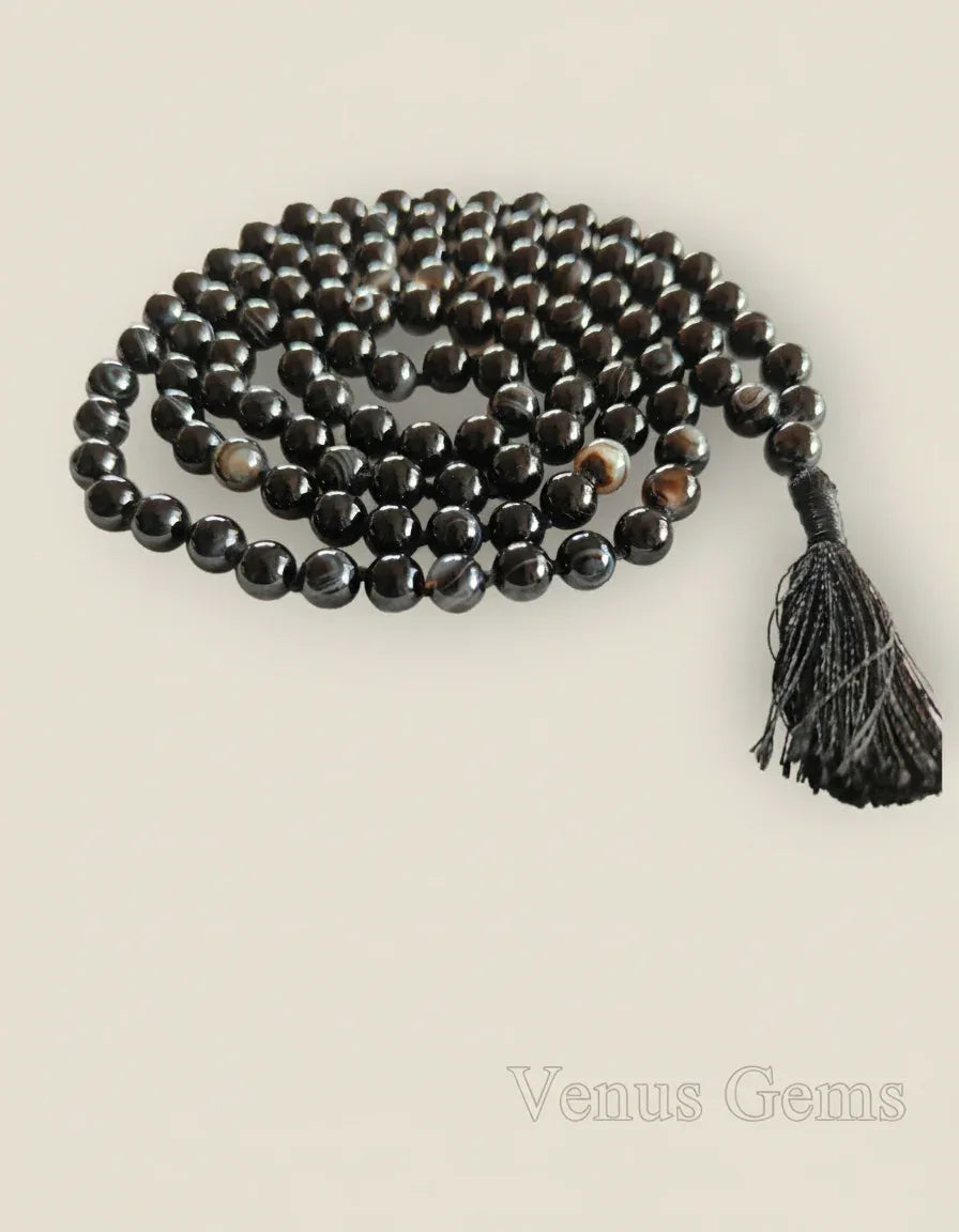 Black Sulemani Hakik Mala 108 Beads - Venus Gems